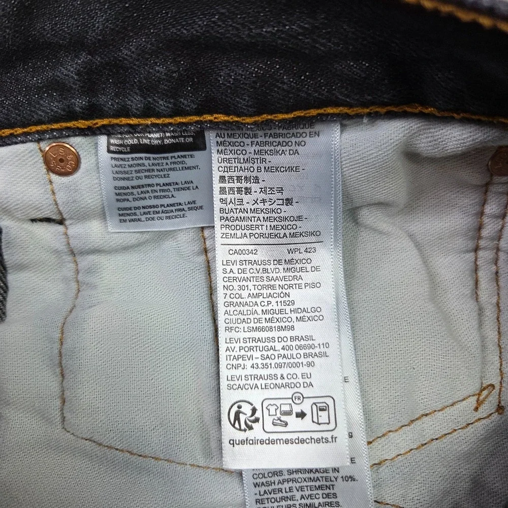 Levi's 501 Original Fit Jeans Mens 42x30 Black Denim Straight Leg 100% Cotton